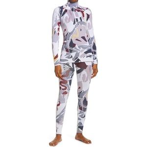 Sweaty Betty Base Layer Thermal Leggings White Mountain Multi-Color Snowboarding